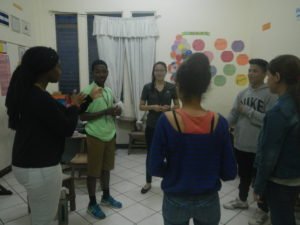 Teaching locals English and helping them practice. 